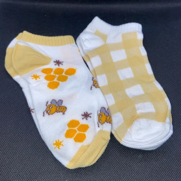 NIP 2 Pack Cute Bee and Checkered Ankle Socks - Picture 3 of 5